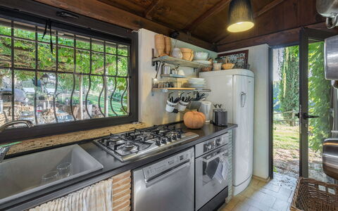 Casale Delle Papere, Pool, Romantic Holiday In Nep: Countertop, Cabinetry, Window, Kitchen Appliance, Kitchen, Building, Plant, Home Appliance, Wood, Kitchen Stove