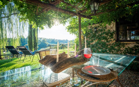 Casale Delle Papere, Pool, Romantic Holiday In Nep: Plant, Building, Window, Wood, Tree, Shade, Chair, Outdoor Furniture, Leisure, Natural Landscape
