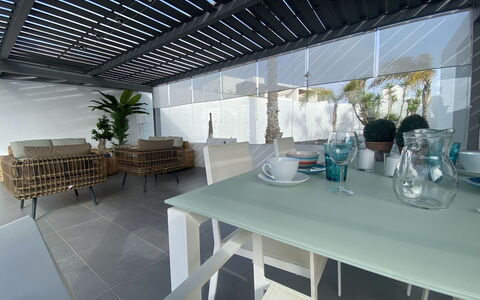 Julia: Table, Furniture, Property, Plant, Building, Window, Chair, Sky, Azure, Interior Design