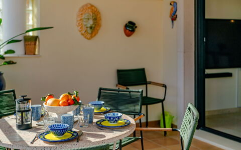 Jardines del Pla: Furniture, Chair, Table, Interior Design, Kitchen & Dining Room Table, Outdoor Furniture, Dining Room, Outdoor Table, Flowerpot, Houseplant