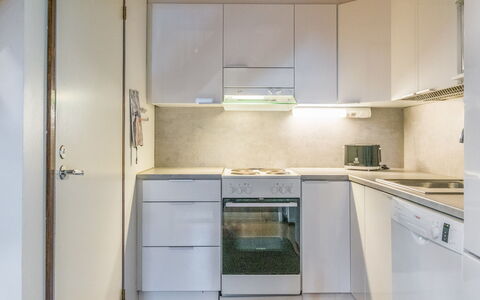 Saarihely B 9: Kitchen Appliance, Kitchen, Countertop, Major Appliance, Cabinetry, Flooring, Interior Design, Wood, Furniture, Floor