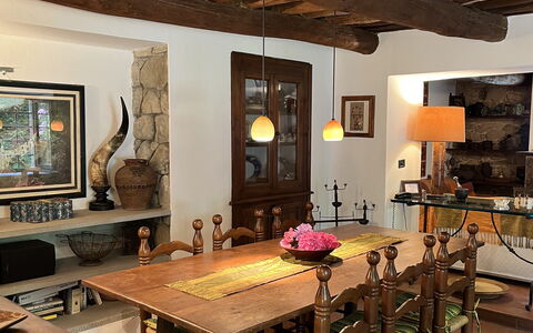 Molin Barletta, Private Pool, Nature - Marliana, T: Furniture, Interior Design, Flooring, Table, Chair, Wood, Floor, Kitchen & Dining Room Table, Dining Room, Ceiling