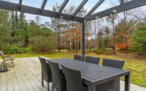 Stillfrieda - 150M from the Sea: Outdoor Furniture, Shade, Deck, Outdoor Table, Patio, Garden, Outdoor Structure, Hardwood, Porch, Pergola