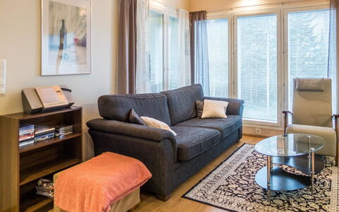 Vuokatin Tähti: Furniture, Interior Design, Couch, Flooring, Floor, Wall, Wood, Living Room, Room, Ceiling
