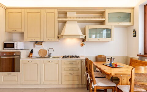 Great View: Cabinetry, Countertop, Furniture, Property, Kitchen, Chair, Drawer, Kitchen Stove, Wood, Interior Design