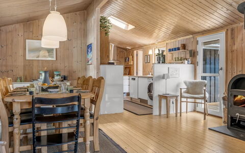 Thrineke - 600M from the Sea: Wood, Ceiling, Home, Furniture, Cottage, Hardwood, Room, Log Cabin, Plank, Living Room