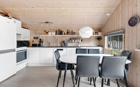 Birger - 500M from the Sea: Furniture, Wood, Interior Design, Ceiling, Kitchen, Light Fixture, Kitchen & Dining Room Table, Flooring, Home, Lighting