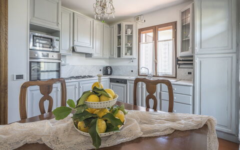 La Bouganville, Forte Dei Marmi, Private Garden, W: Furniture, Interior Design, Cabinetry, Flooring, Kitchen, Wood, Countertop, Room, Kitchen Appliance, Floor