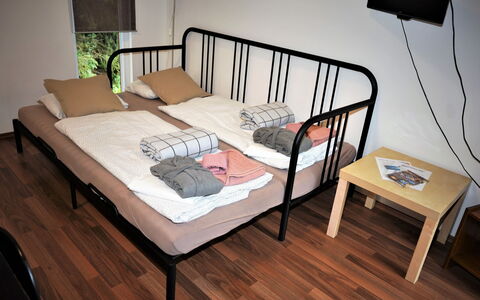 Pod Liščím Kopcem 2+2: Comfort, Product, Wood, Flooring, Interior Design, Floor, Bed Frame, Pillow, Rectangle, Building