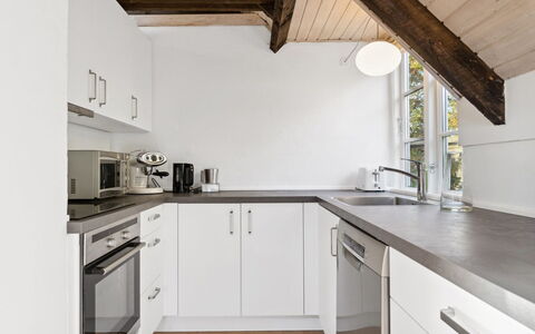 Emanuela - 800M from the Sea: Kitchen, Countertop, Flooring, Interior Design, Wood, Ceiling, Kitchen Appliance, Floor, Furniture, Cabinetry