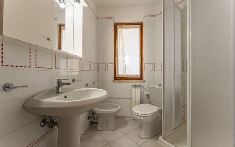 Argentario Giannella Apartment- Orbetello, Toscana: Tap, Plumbing Fixture, Sink, Bathroom Sink, Property, Mirror, Bathroom, Purple, Building