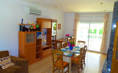 Villa Laura: Furniture, Property, Table, Chair, Interior Design, Window, Cabinetry, Wood, Floor, Real Estate