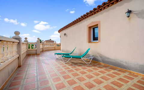Villa Manuela: Cloud, Sky, Azure, Wood, Outdoor Furniture, Building, Line, Leisure, Flooring, Wall