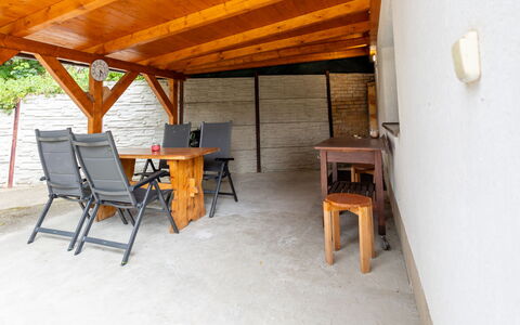 Zimořský Domek: Wood, Interior Design, Chair, Table, Floor, Flooring, Shade, Tree, Hardwood, Wood Stain