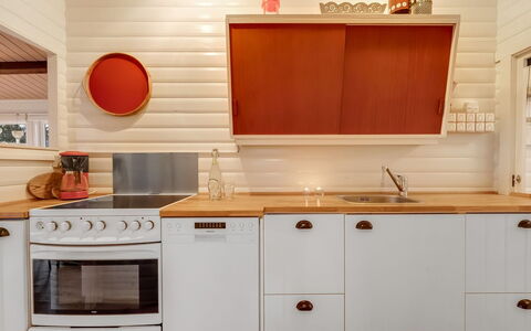 Dimo - 300M to the Fjord: Wood, Flooring, Interior Design, Kitchen, Kitchen Appliance, Floor, Countertop, Cabinetry, Wood Stain, Room