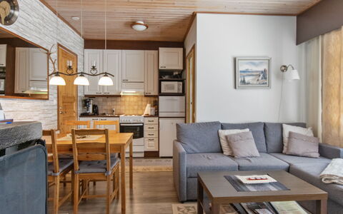 Siularinne B 8: Furniture, Flooring, Interior Design, Wood, Floor, Ceiling, Room, Couch, Wood Flooring, Living Room