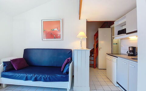 Saint Palais sur Mer 198: Furniture, Interior Design, Wood, Flooring, Floor, Ceiling, Room, Apartment, Couch, Living Room