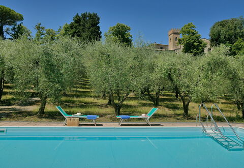 Torre Di Montelopio: Water, Plant, Sky, Swimming Pool, Azure, Outdoor Furniture, Tree, Body Of Water, Grass, Natural Landscape