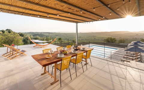 Casa Bianca - Noto, Sicilia: Table, Furniture, Property, Sky, Plant, Wood, Shade, Interior Design, Outdoor Furniture, Outdoor Table
