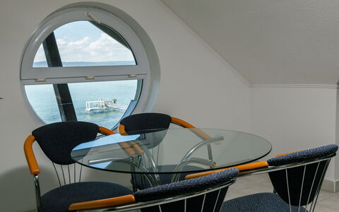 Sandra: Table, Furniture, Chair, Building, Interior Design, Window, Shade, Floor, Wood