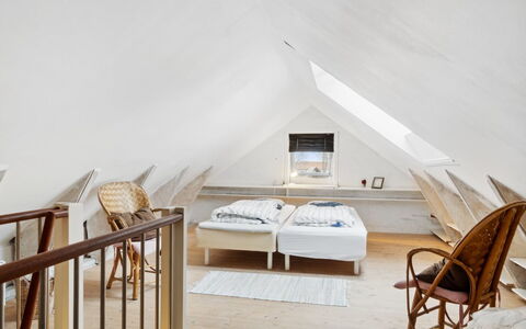 Frodde - 5Km from the Sea: Wood, Interior Design, Furniture, Flooring, Ceiling, Floor, Bedroom, Attic, Bed, Room