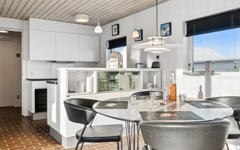 Leny - 900M from the Sea: Furniture, Interior Design, Light Fixture, Kitchen, Flooring, Ceiling, Wood, Countertop, Floor, Chair