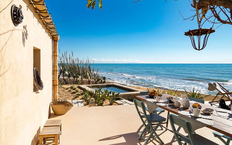 Casa Ninfa - Ispica, Sicilia: Water, Sky, Property, Azure, Table, Architecture, Lighting, Building, Wood, Shade