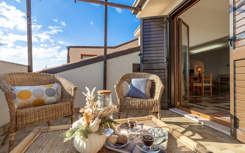 Altomare Apartment: Cloud, Property, Table, Furniture, Sky, Building, Couch, Interior Design, Wood, Comfort