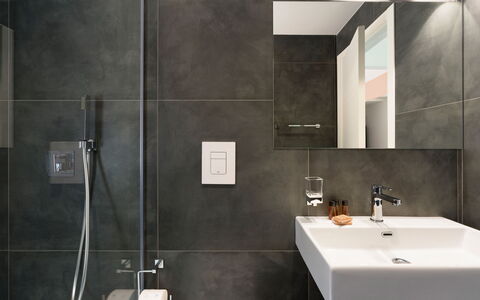 Villa Cinema - Castellammare Del Golfo, Sicilia: Mirror, Tap, Plumbing Fixture, Building, Sink, Bathroom Sink, Bathroom, House, Wood, Interior Design