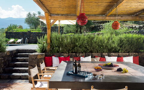 Villa Tranquilla - Randazzo, Sicilia: Table, Furniture, Plant, Chair, Outdoor Furniture, Outdoor Table, Tree, Cloud, Shade, Tableware