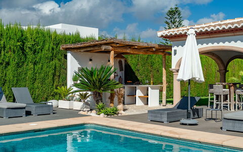 Villa Sanmar: Flooring, Bedroom, Bedding, Bed, Bed Frame, Linens, Bed Sheet, Hardwood, Mattress, Wood Flooring