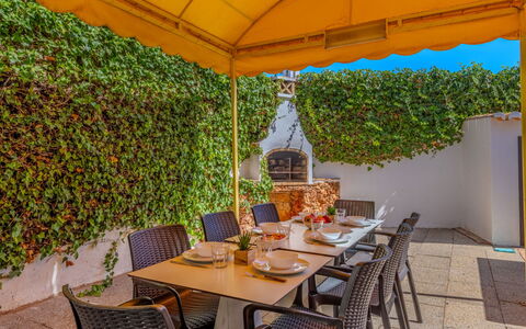Libertos V4 - Vip Properties: Swimming Pool, Outdoor Furniture, Eco Hotel, Chair, Garden, Shade, Resort, Flowerpot, Houseplant, Patio