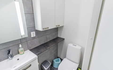 Villa Maria: Toilet Seat, Plumbing Fixture, Bathroom, Toilet, Flooring, Bathroom Sink, Floor, Sink, Interior Design, Bathroom Cabinet