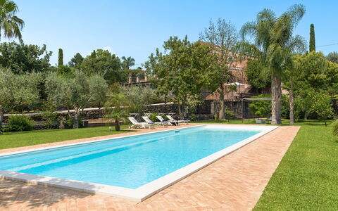Oasi Verde - Santa Maria La Stella, Sicilia: Water, Sky, Plant, Property, Swimming Pool, Nature, Azure, Shade, Grass, Tree