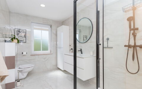 Secret Gem: Flooring, Plumbing Fixture, Interior Design, Floor, Bathroom, Plumbing, Tap, Room, Bathroom Cabinet, Ceiling