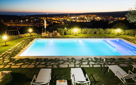 Casapietra - Scicli, Sicilia: Water, Sky, Swimming Pool, Plant, Light, Building, Nature, Azure, Tree, Chair