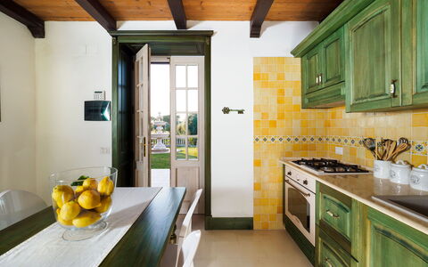 Casa Desiderio - Siracusa, Sicilia: Cabinetry, Property, Building, Furniture, Countertop, Sink, Table, Kitchen, Yellow, Kitchen Sink