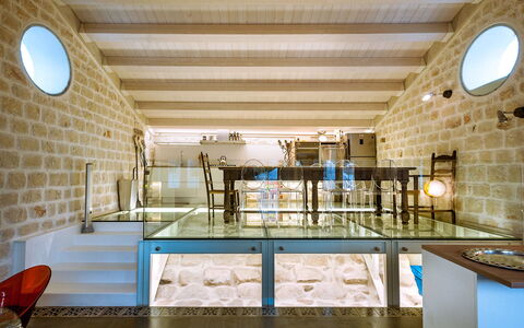 Casa Masseria - Scicli, Sicilia: Azure, Lighting, Table, Floor, Water, Flooring, Chair, Building, Wood, Real Estate
