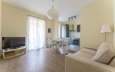 Spacious Apartment In Sori With Large Terrace - So: Furniture, Table, Comfort, Azure, Couch, Wood, Building, Shade, House, Lamp