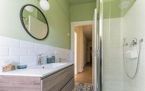 Spacious Apartment In Sori With Large Terrace - So: Mirror, Building, Tap, Property, Plumbing Fixture, Photograph, Sink, Bathroom Cabinet, White, Bathroom