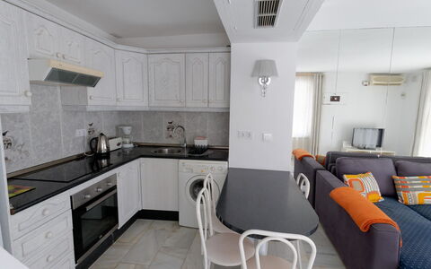 Atalaya Rio Verde: Kitchen, Furniture, Interior Design, Flooring, Countertop, Floor, Kitchen Appliance, Major Appliance, Cabinetry, Room
