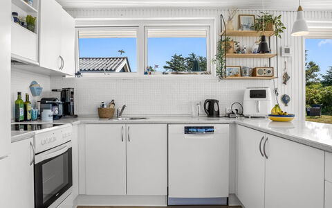 Zina - 600M from the Sea: Kitchen Appliance, Kitchen, Countertop, Major Appliance, Home Appliance, Cabinetry, Interior Design, Refrigerator, Flooring, Sink
