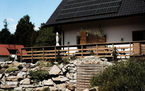 Domek Pod Szarowym Lasem: Sky, Plant, Building, Cloud, Property, Window, House, Natural Landscape, Tree, Wood