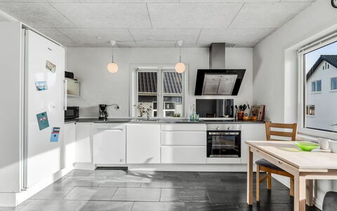 Ullakarin - 200M from the Sea: Kitchen, Flooring, Ceiling, Kitchen Appliance, Major Appliance, Floor, Countertop, Interior Design, Light Fixture, Home Appliance