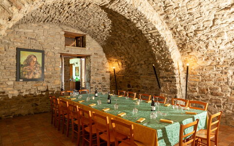 Villa Trivigno: Furniture, Table, Chair, Kitchen & Dining Room Table, Restaurant, Ceiling, Outdoor Table, Dining Room, Outdoor Furniture, Tablecloth
