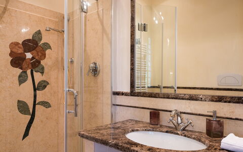 Luxury Villa Con Spa e Panorama a 40 Min Da Roma: Mirror, Brown, Tap, Sink, Property, Plumbing Fixture, Bathroom Sink, Bathroom, Plant, Wood