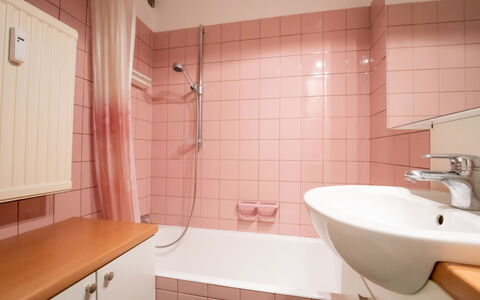 Seaview Getaway Belgium: Property, Building, Plumbing Fixture, Bathtub, Bathroom, Purple, Architecture, Floor, Interior Design
