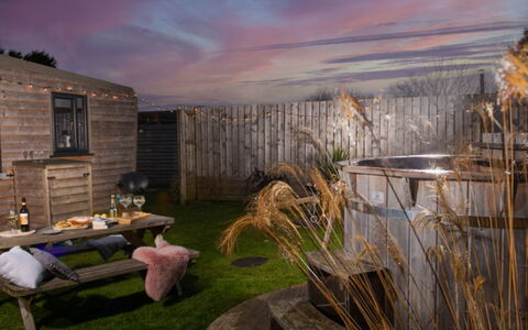 Wheal Rose Hot Tub: Water, Sky, Cloud, Property, Swimming Pool, Building, Plant, Seaside Resort, Tree, Outdoor Furniture
