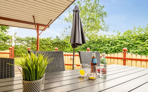 Stefanka - 225M from the Sea: Wood, Furniture, Outdoor Furniture, Table, Chair, Outdoor Table, Deck, Wood Stain, Porch, Shade