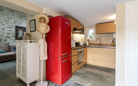 Casa Serena: Kitchen, Kitchen Appliance, Countertop, Major Appliance, Flooring, Interior Design, Furniture, Cabinetry, Floor, Wood